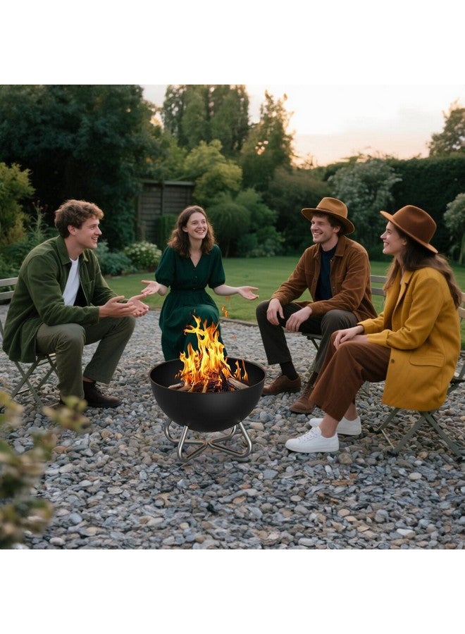 موقد نار خارجي بتصميم متين مع أرجل ستانلس ستيل لون أسود وفضي 40 × 58 × 58 سم SRFP12511 - Image 1